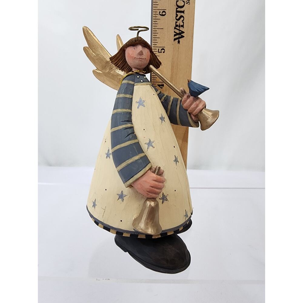 Williraye Studio Angel 5.5" Figure WW2822 "Hope" Angel w/Trumpet & Bell Folk Art - Picture 7 of 7